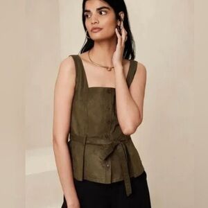 NWT Banana Republic Olive Green Button-Front Blouse